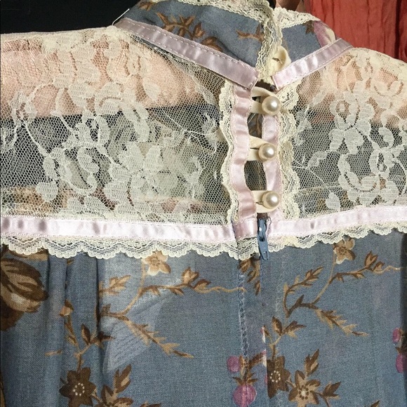 SOLD Vintage Gunne Sax floral lace prairie dress - Picture 10 of 11